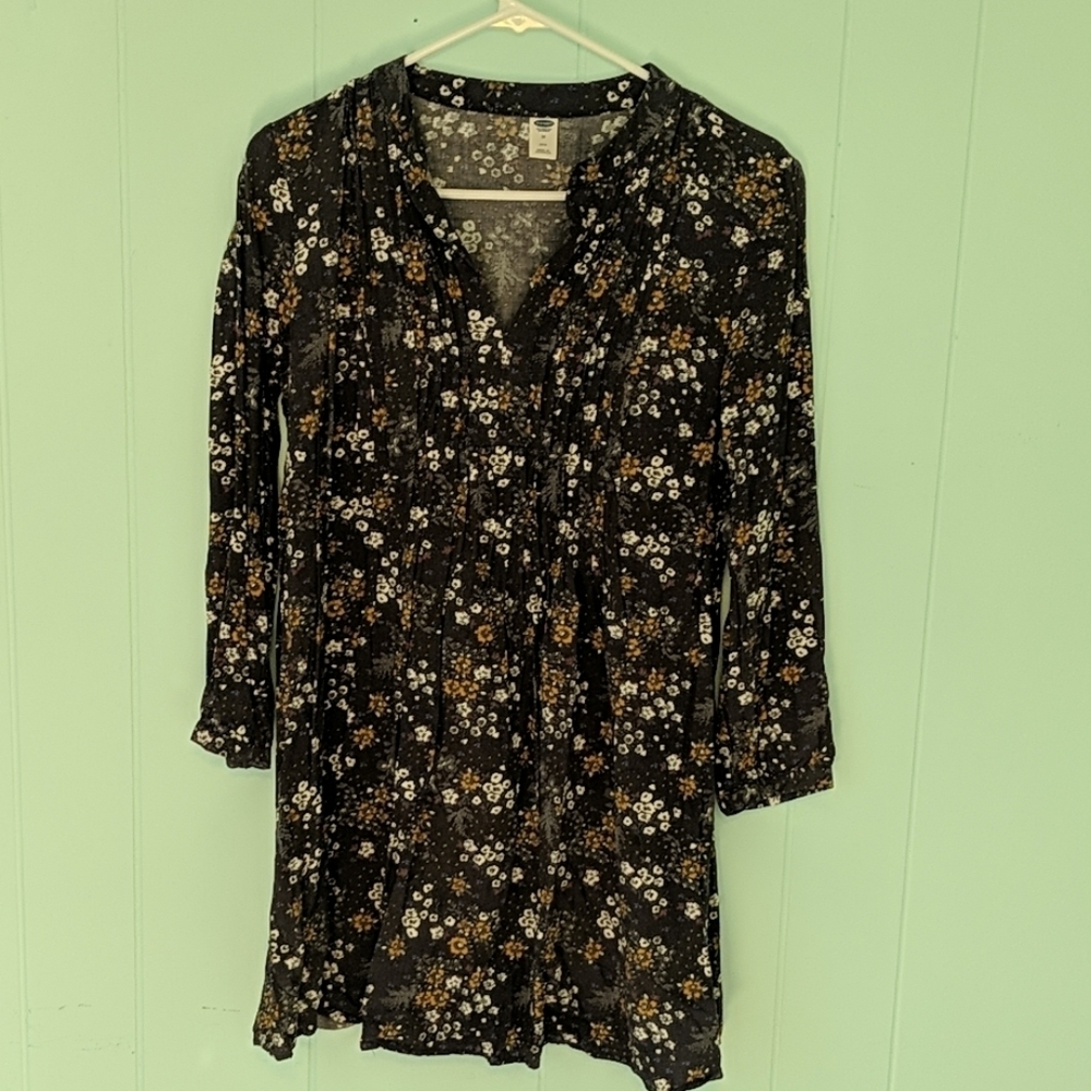 Old Navy Black Floral Midi Dress